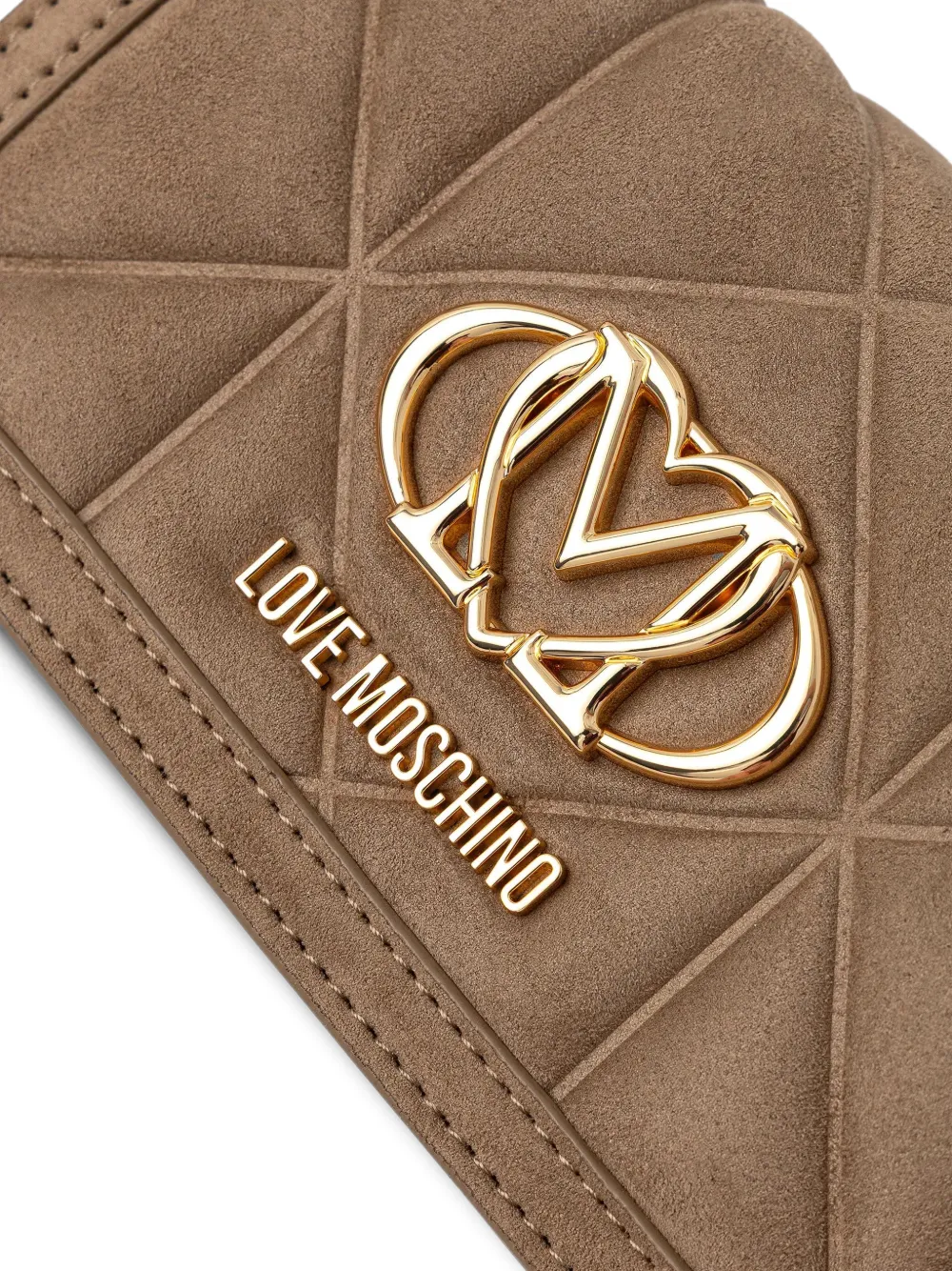 Love Moschino Gewatteerde crossbodytas met hartpatroon Beige