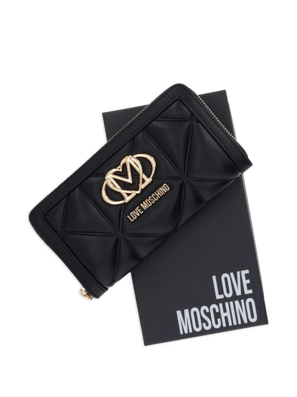 Love Moschino Gevoerde portemonnee met logoplakkaat Zwart