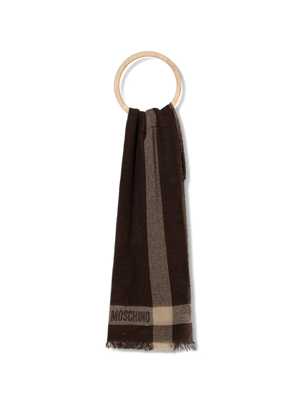 Moschino stripe fringed scarf - Marrone