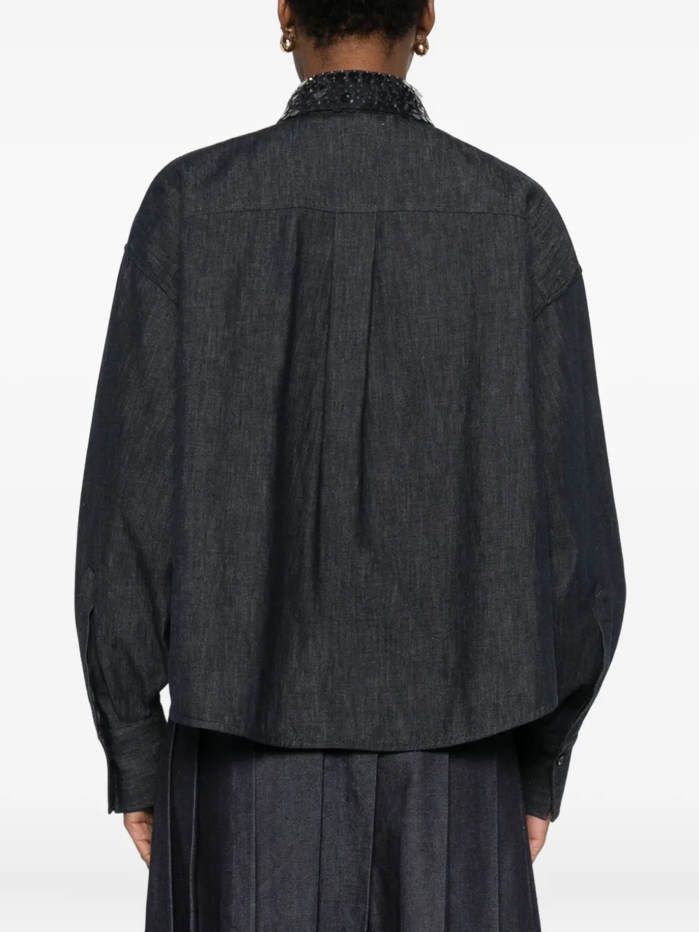 Brunello Cucinelli Blouse met kraag met pailletten Blauw