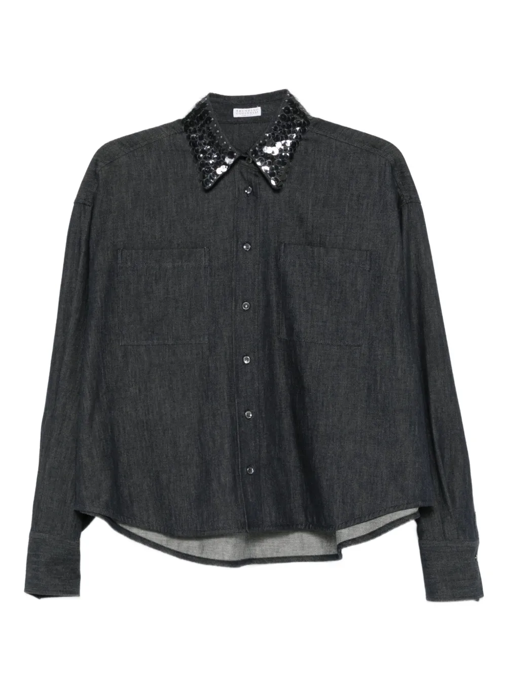 Brunello Cucinelli sequin-collar shirt | Blue | Image 1