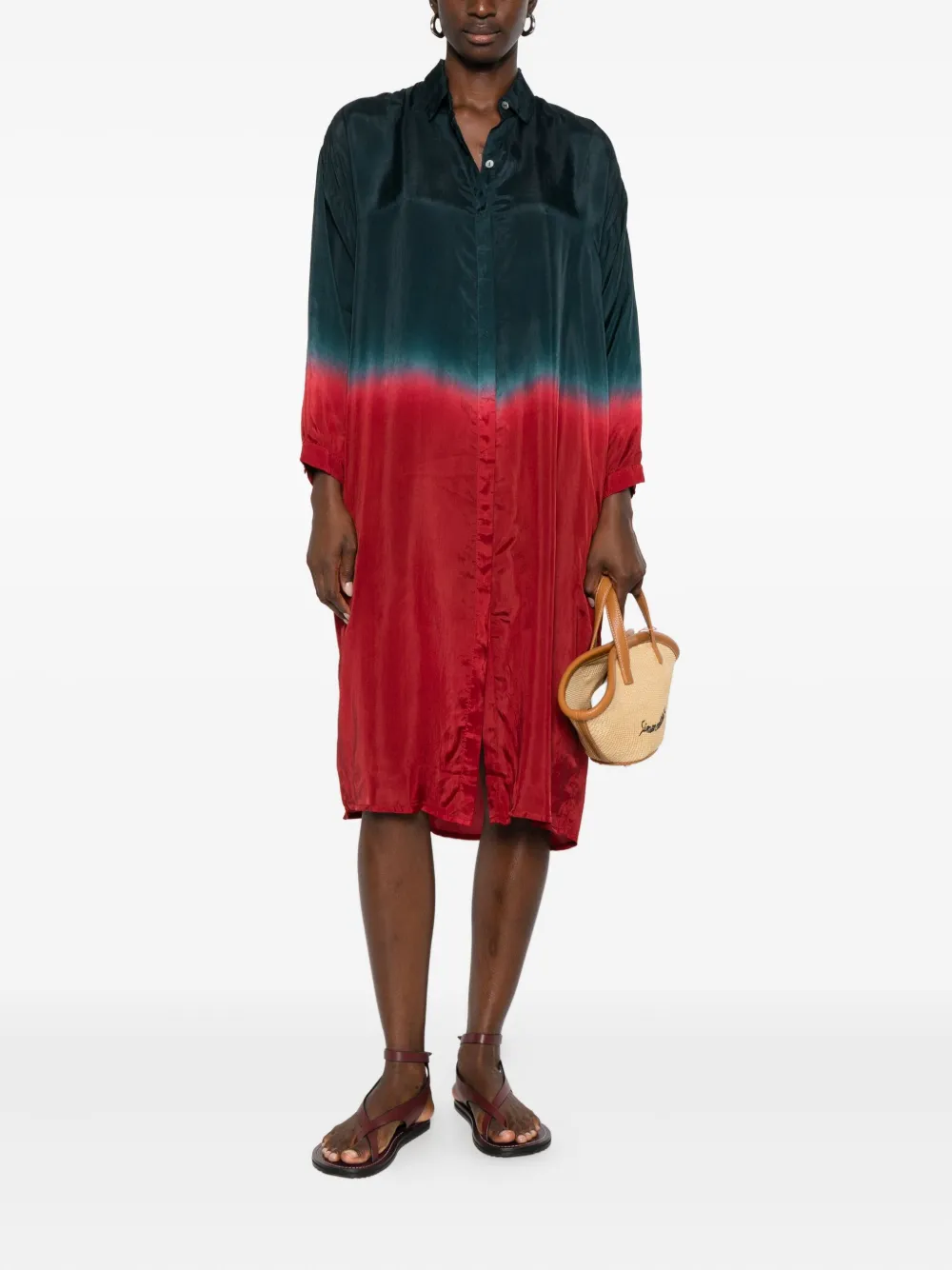 YAVI Midi-jurk met lange mouwen - Rood