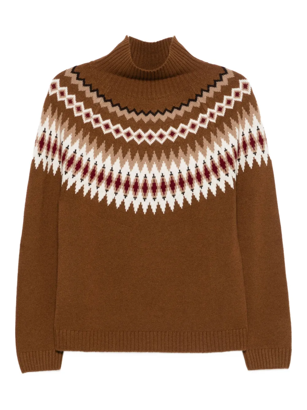BeYou Fair Isle high-neck sweater | Brown | Image 1