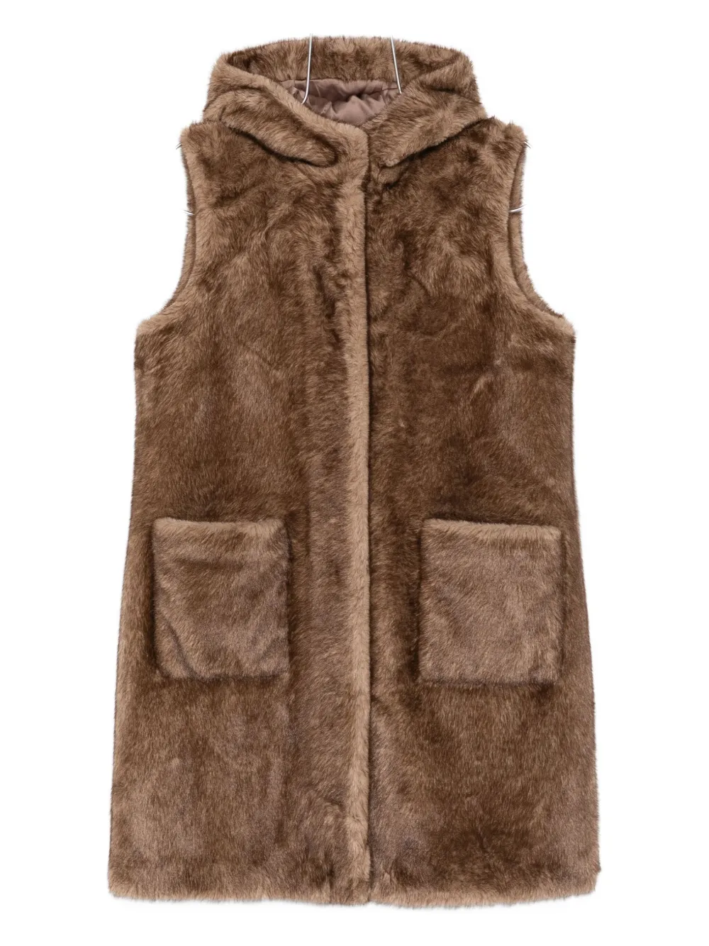 Betta Corradi Hooded Pocketed Gilet In Brown
