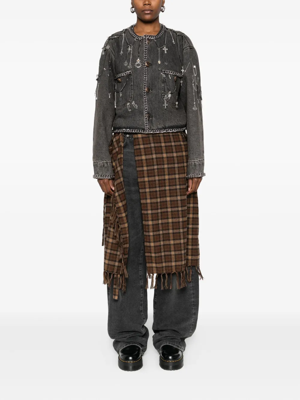 R13 Appliqué-embellished Jacket In Gray