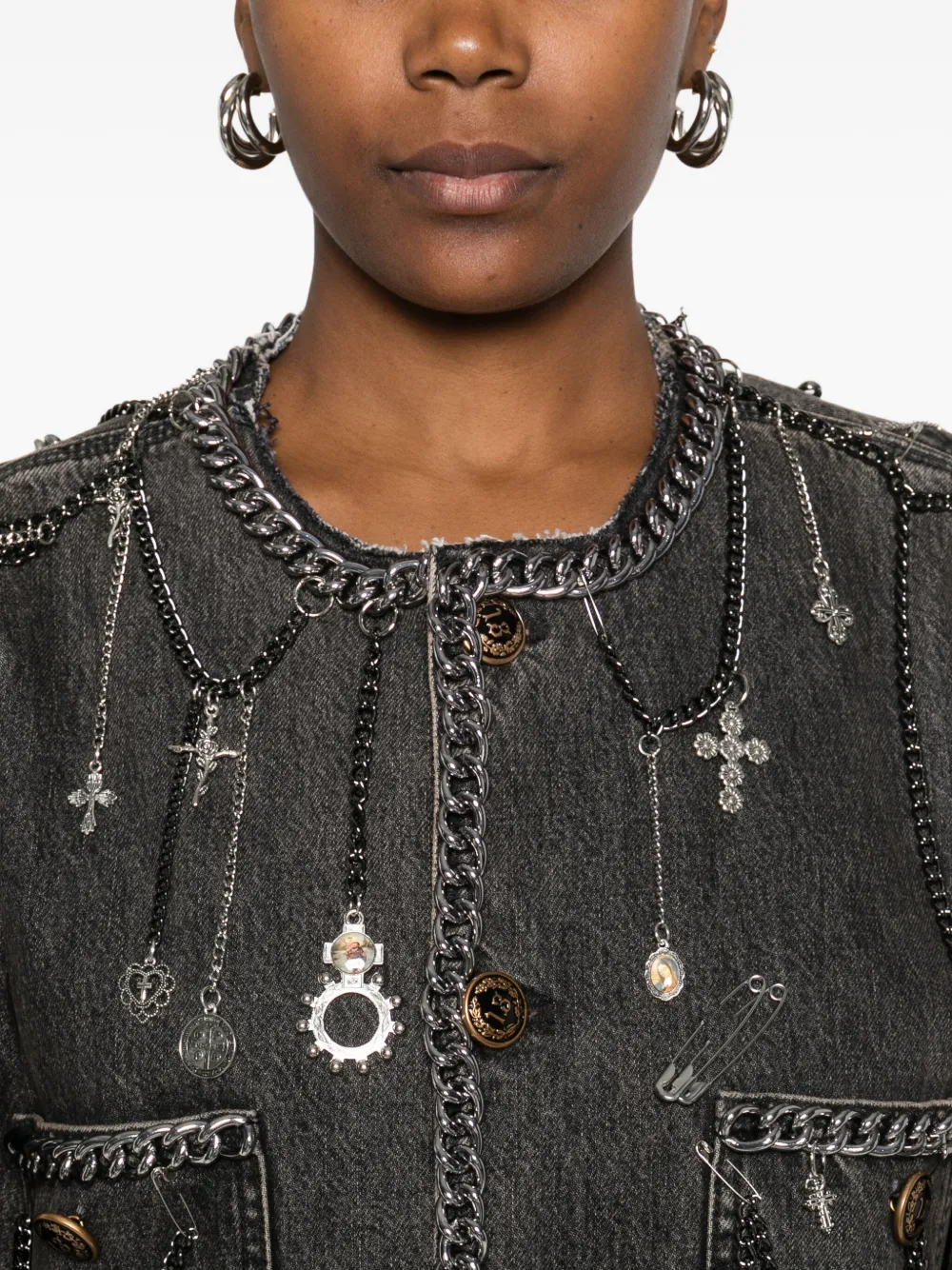 R13 Appliqué-embellished Jacket In Gray