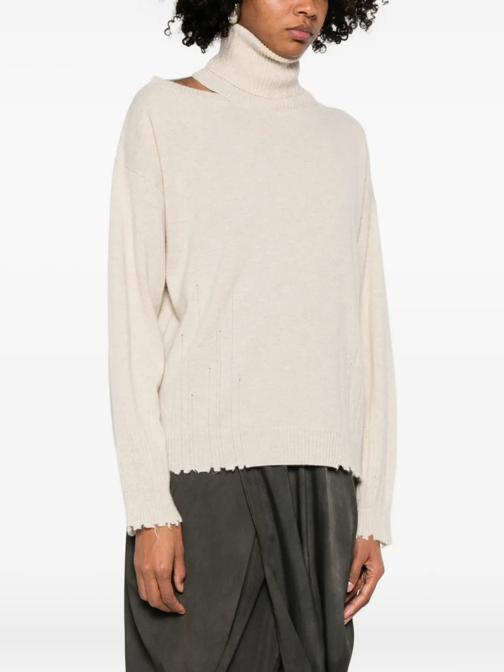 Uma Wang Trui met hoge hals en uitgesneden details Wit