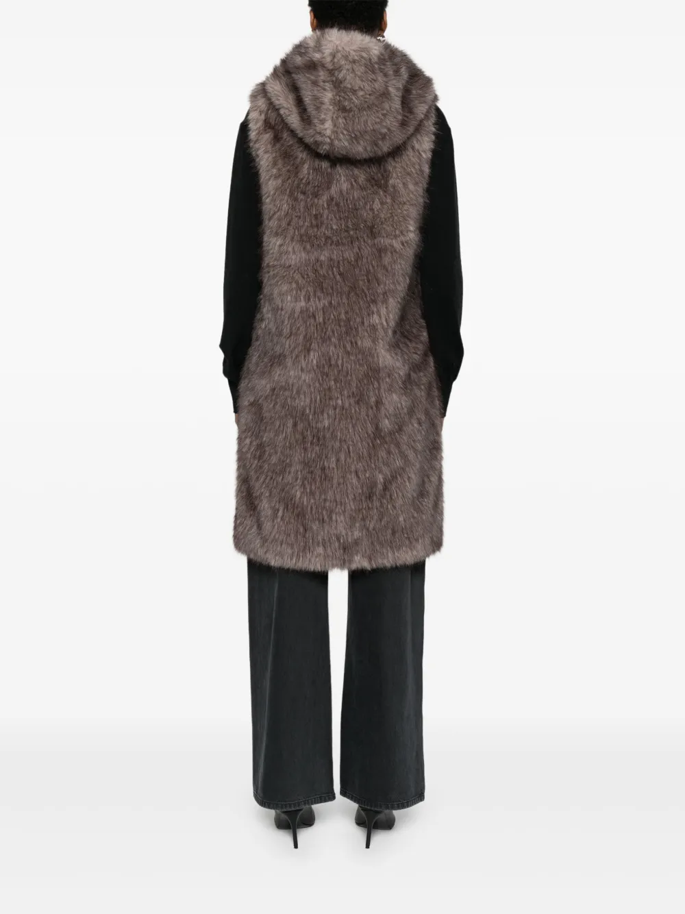 Betta Corradi Spencer met capuchon van imitatiebont Grijs