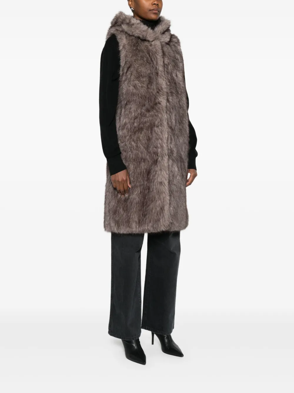 Betta Corradi Spencer met capuchon van imitatiebont Grijs