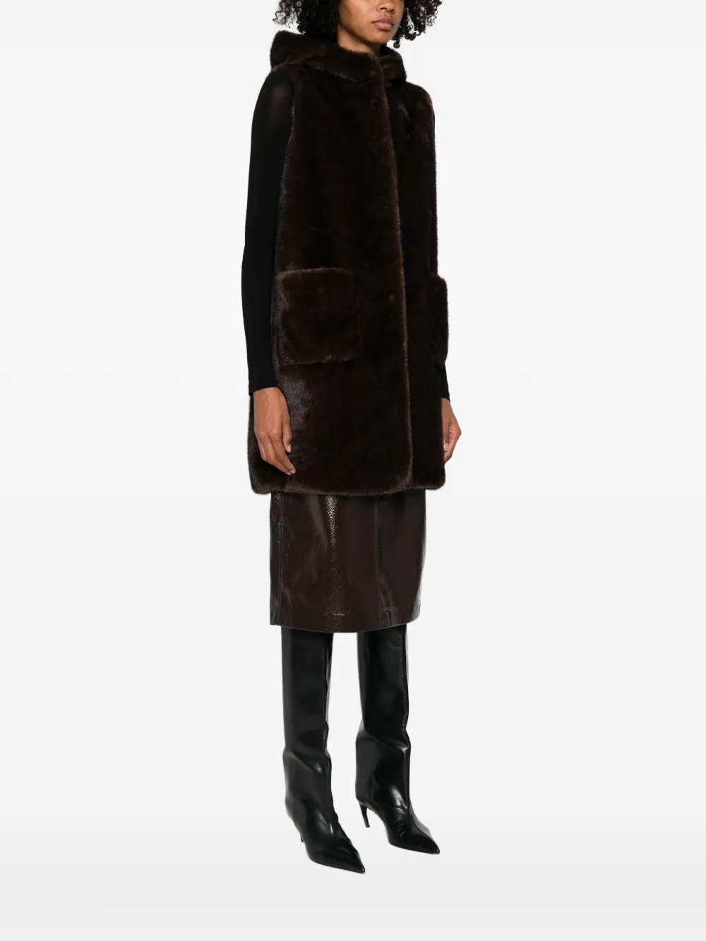 Betta Corradi Hooded Patch-pocket Gilet In Brown
