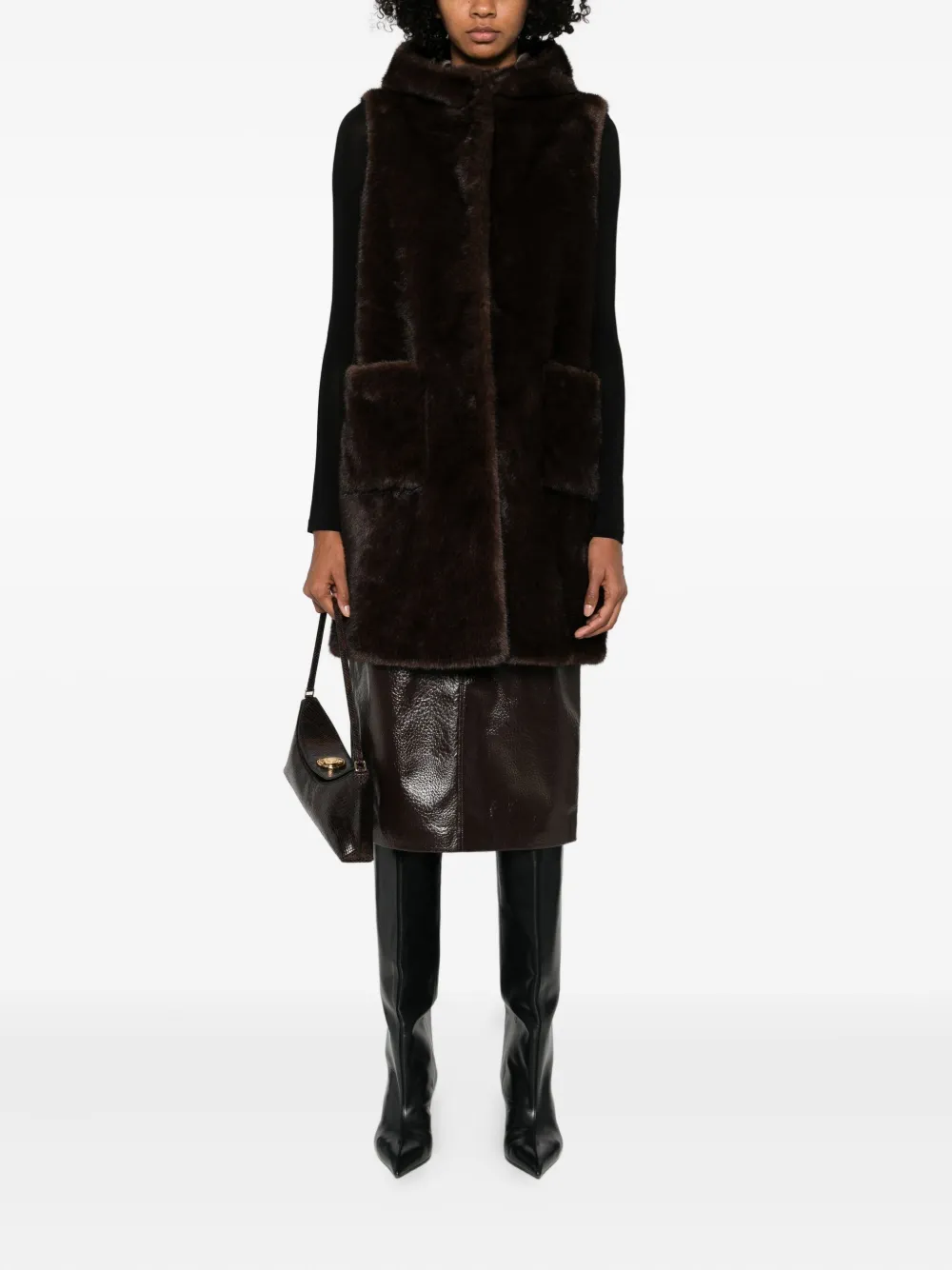 Betta Corradi Hooded Patch-pocket Gilet In Brown