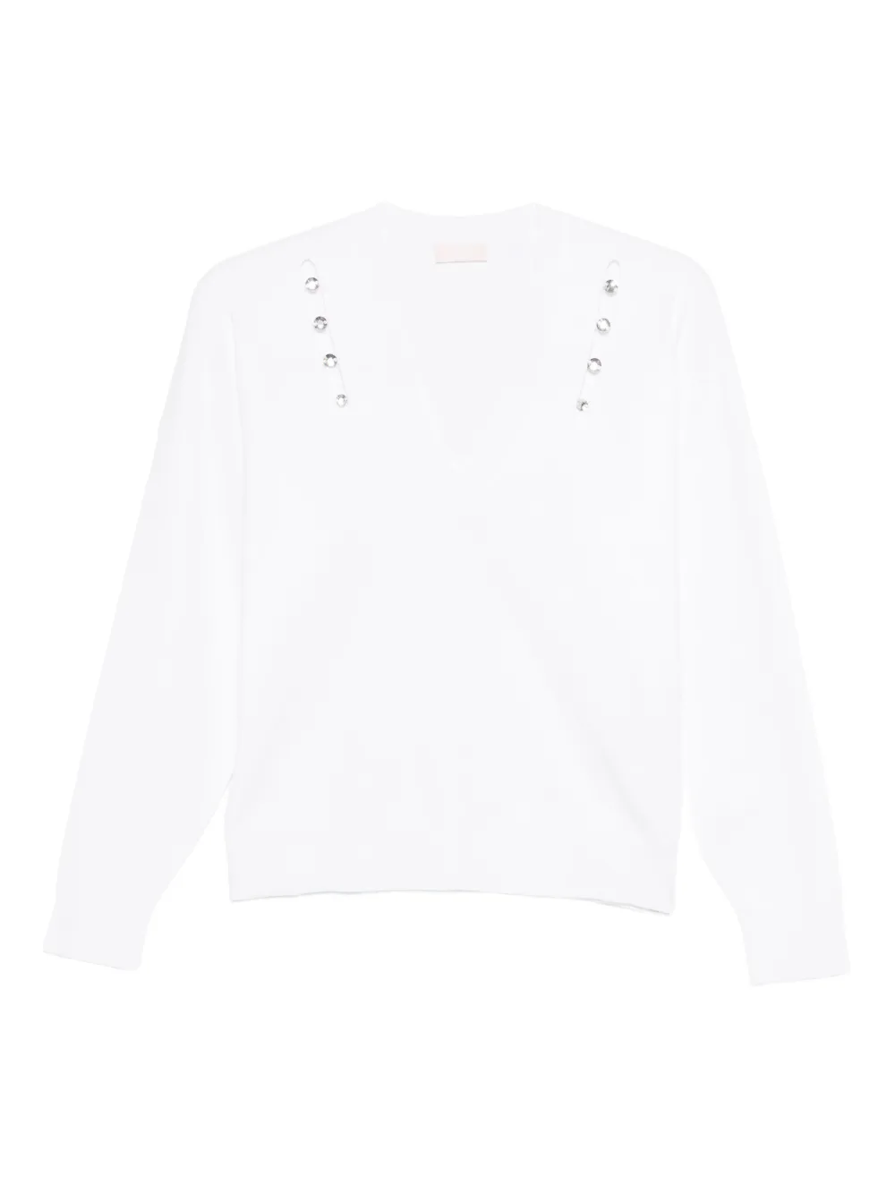 Liu •jo Embellished V-neck T-shirt In White