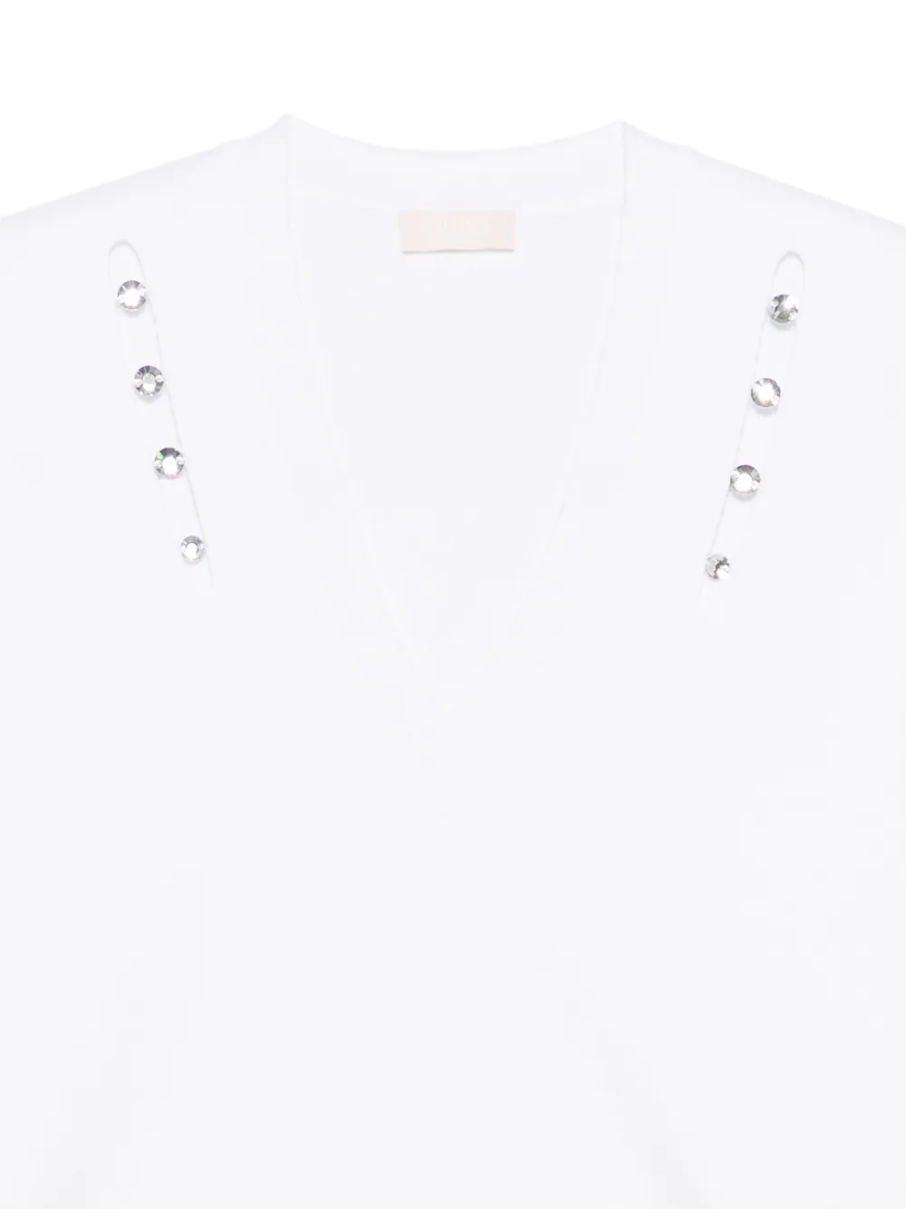 LIU JO Verfraaid T-shirt met V-hals Wit