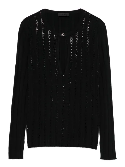 LIU JO rhinestone-embellished keyhole top