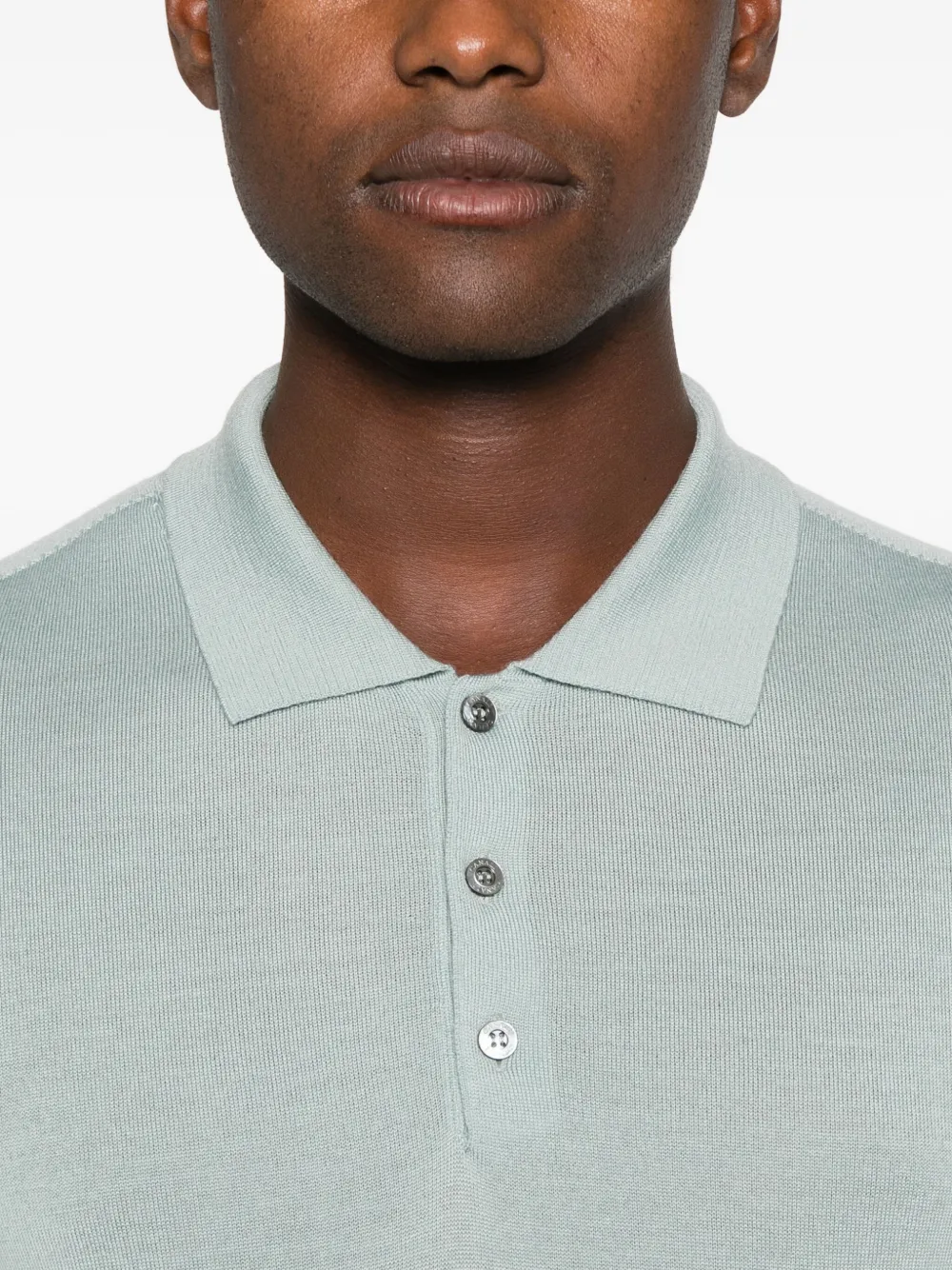 Canali Poloshirt met knopen en lange mouwen Blauw