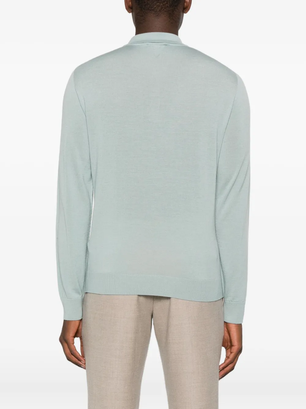 Canali Poloshirt met knopen en lange mouwen Blauw