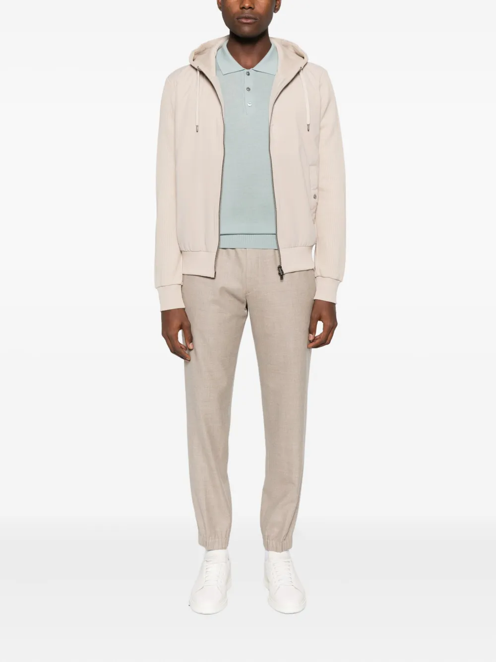 Canali Poloshirt met knopen en lange mouwen - Blauw