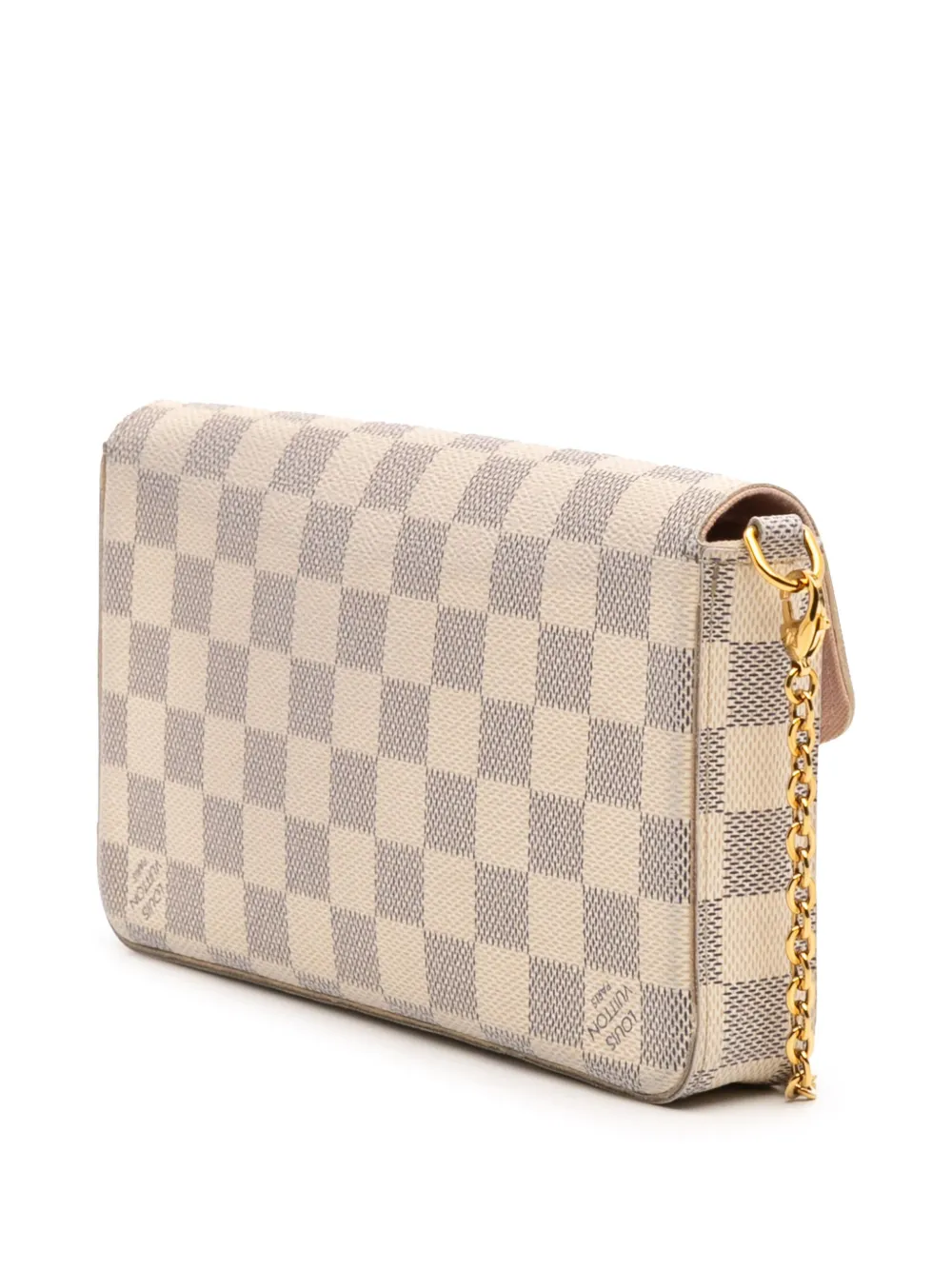 Pre-owned Louis Vuitton 2016 Damier Azur Pochette Felicie Crossbody Bag In White