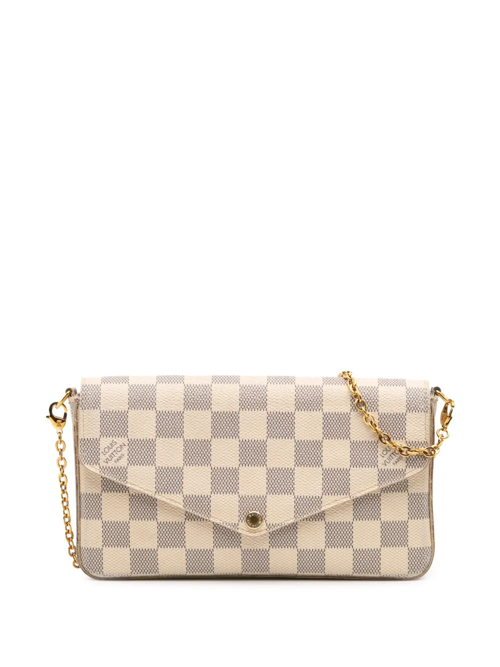 Pre-owned Louis Vuitton 2016 Damier Azur Pochette Felicie Crossbody Bag In White