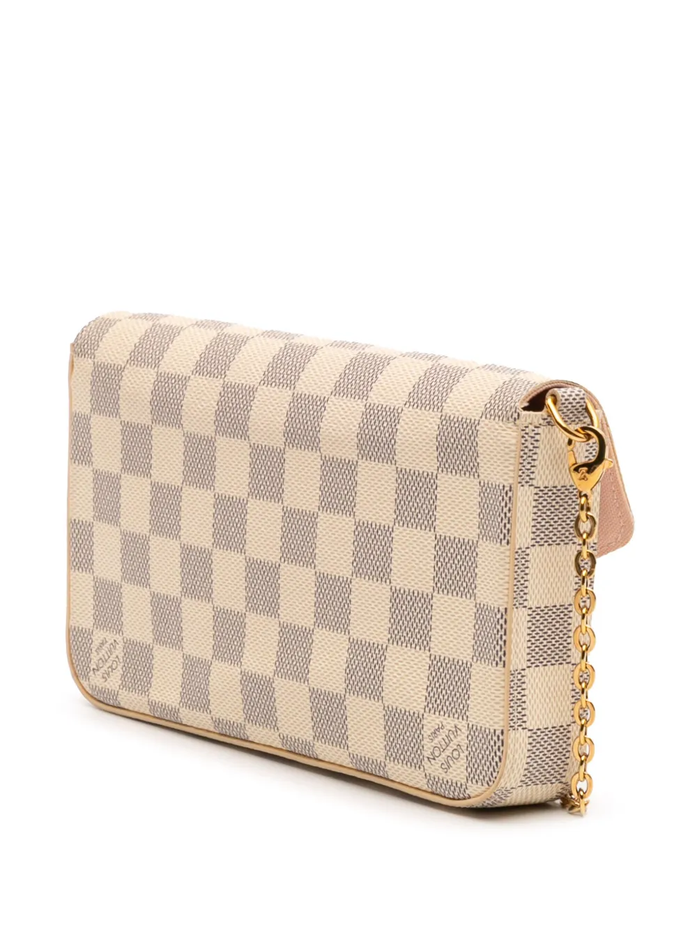 Pre-owned Louis Vuitton 2019 Damier Azur Pochette Felicie Crossbody Bag In White