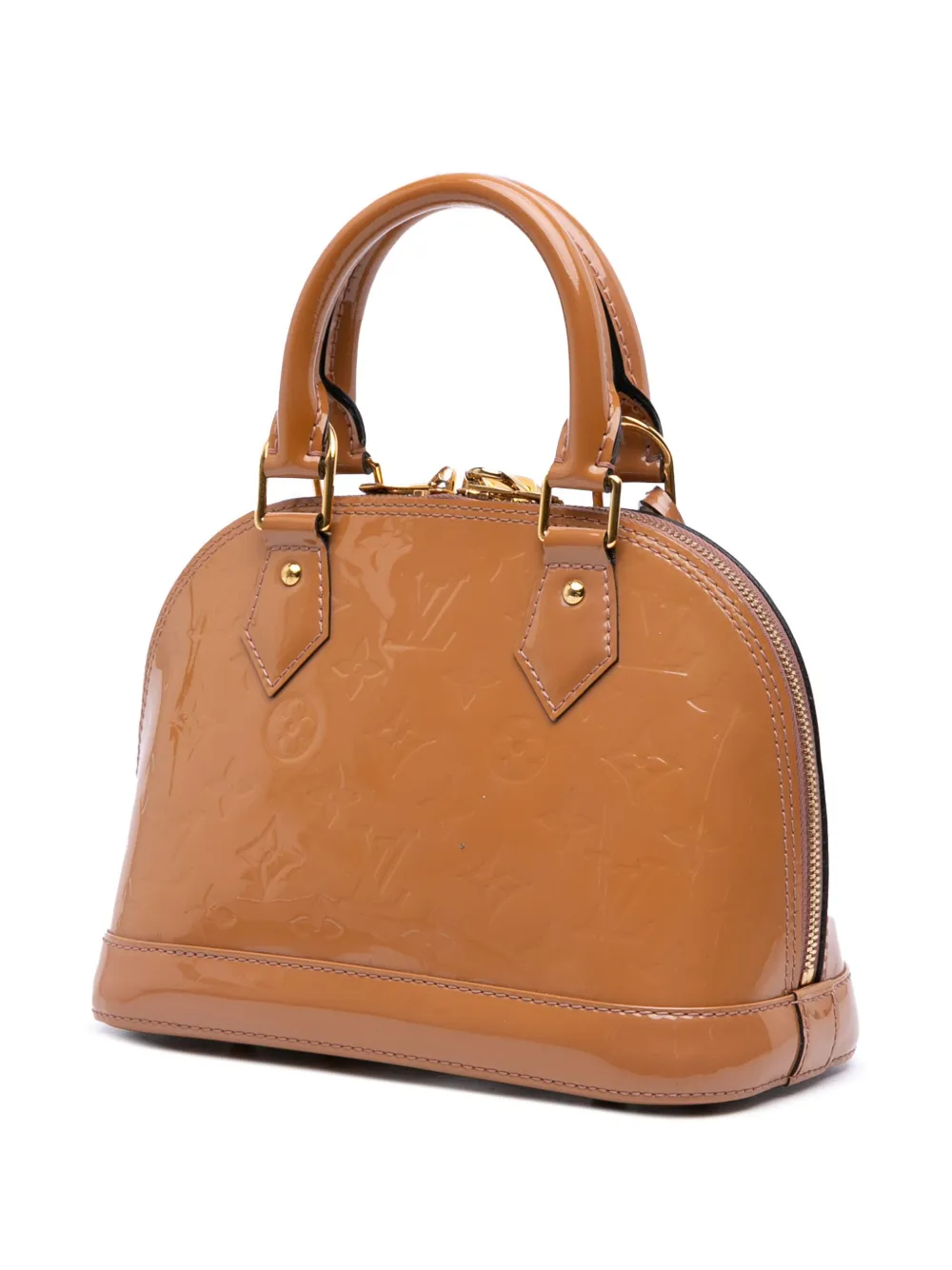 Pre-owned Louis Vuitton 2013 Monogram Vernis Alma Bb Satchel In Brown