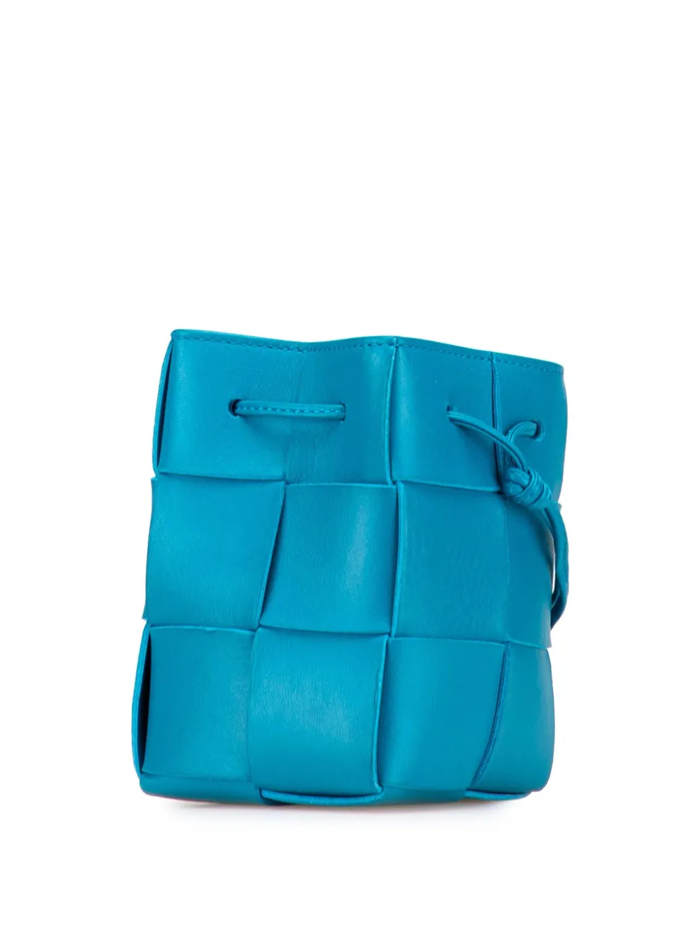Pre-owned Bottega Veneta 2012-2025 Mini Nappa Maxi Intrecciato Cassette Bucket Bag In Blue