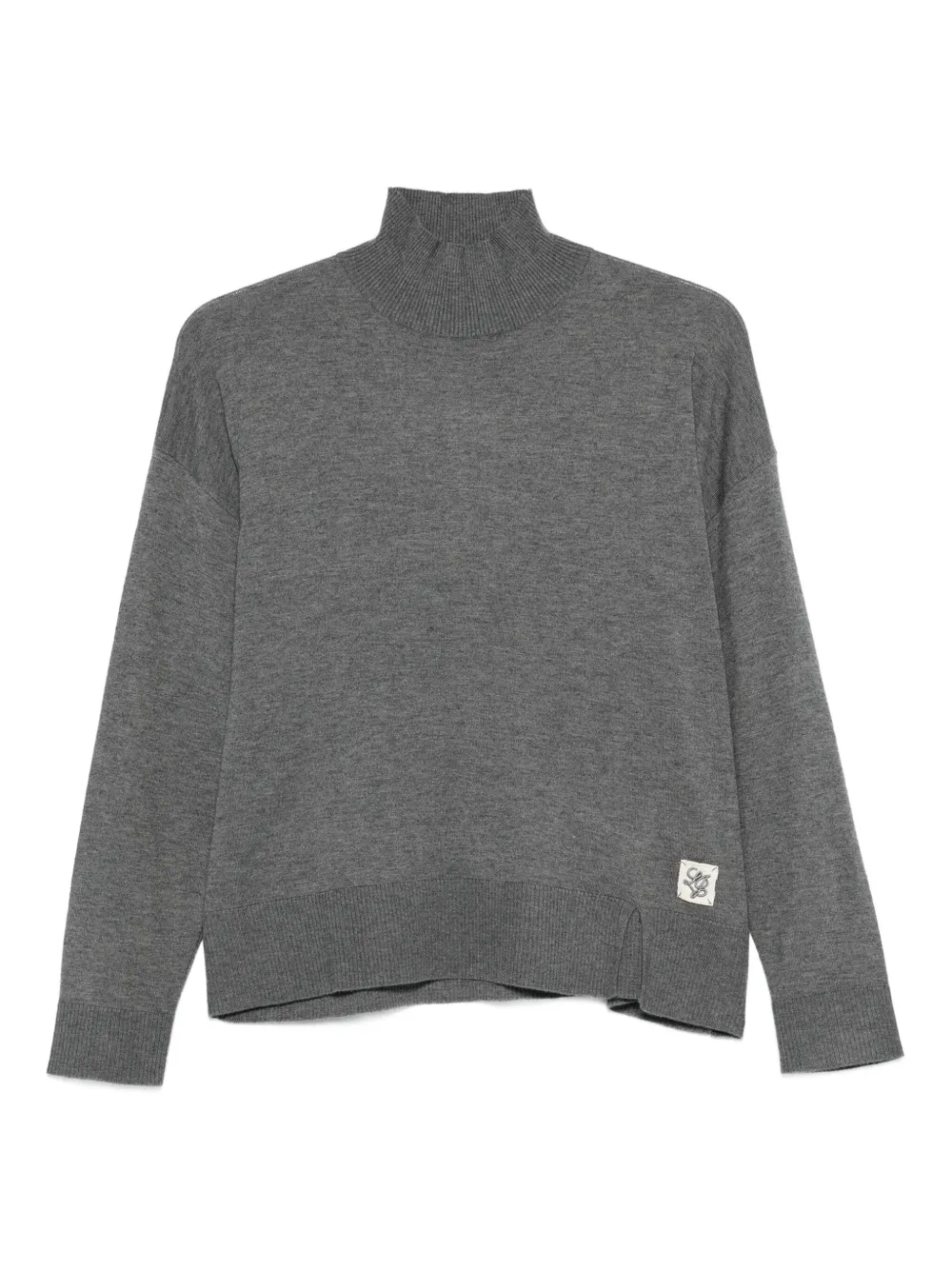 Liu •jo High-neck Logo-patch Sweater In Gray