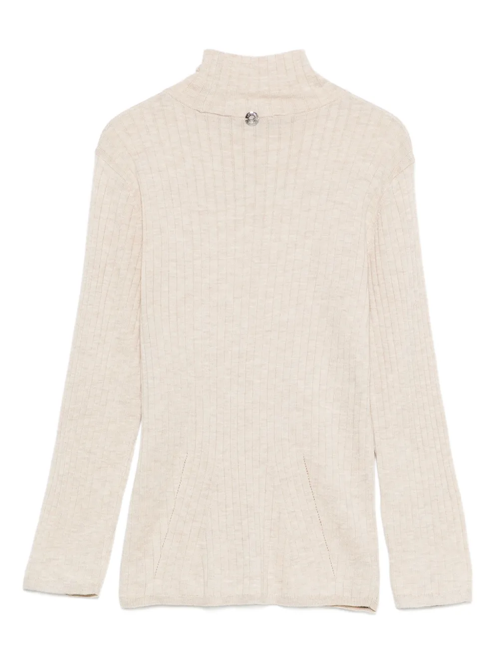 Twinset Crystal-embellished Roll-neck Top In Neutral