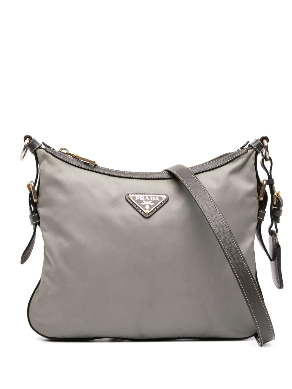 Prada Pre-Owned 2013-2025 サフィアーノトリム テスート ショルダーバッグ - グレー Prada Pre-Owned 2013-2025 サフィアーノトリム テスート ショルダーバッグ - グレー