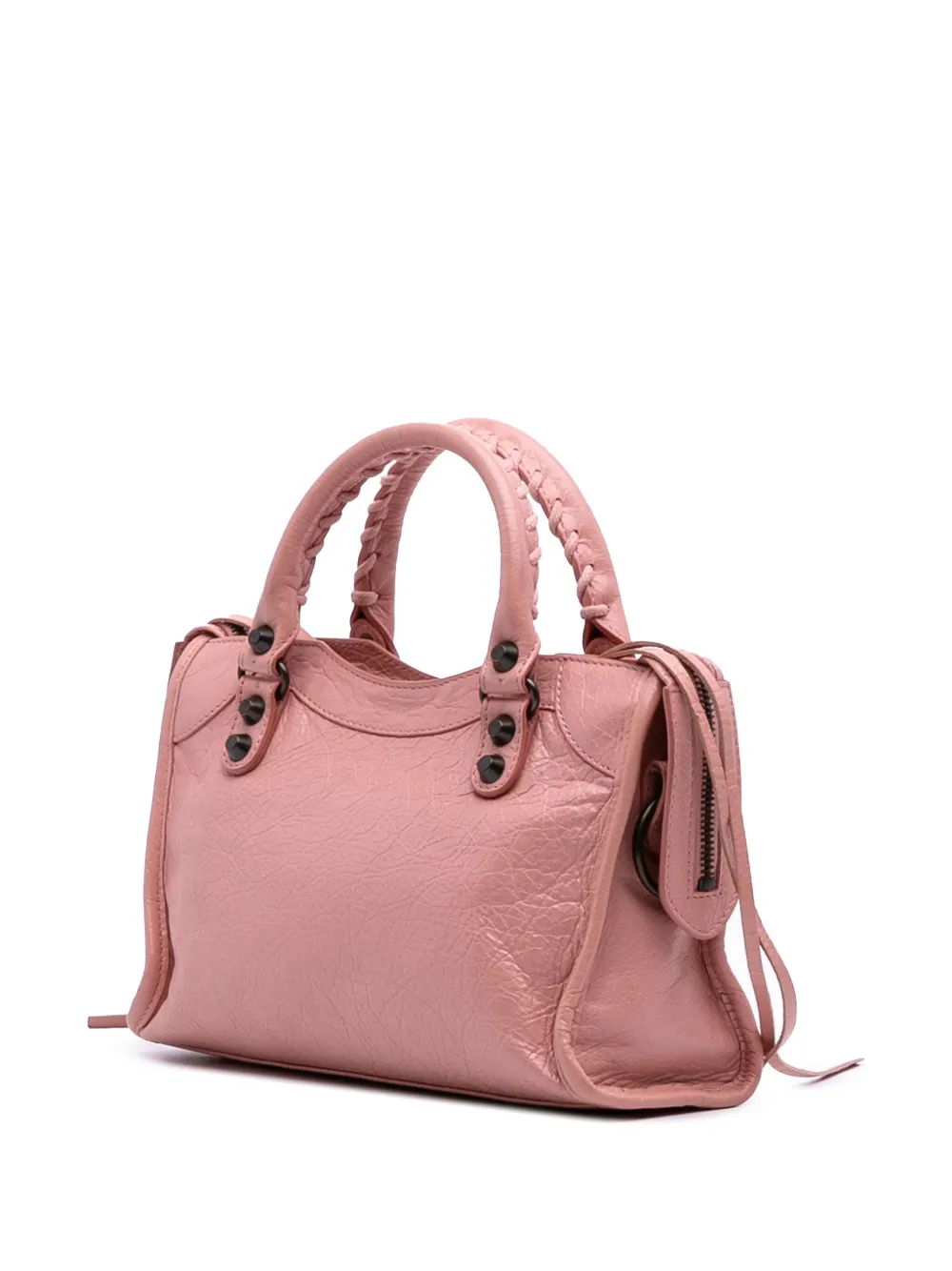 Pre-owned Balenciaga 2013 Mini Lambskin Motocross Classic City Satchel In Pink