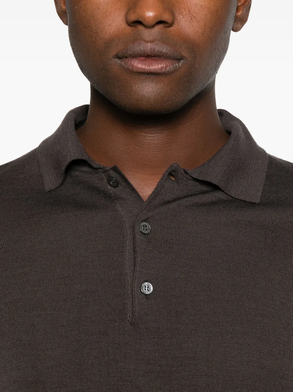 Canali Poloshirt met knopenbies Bruin