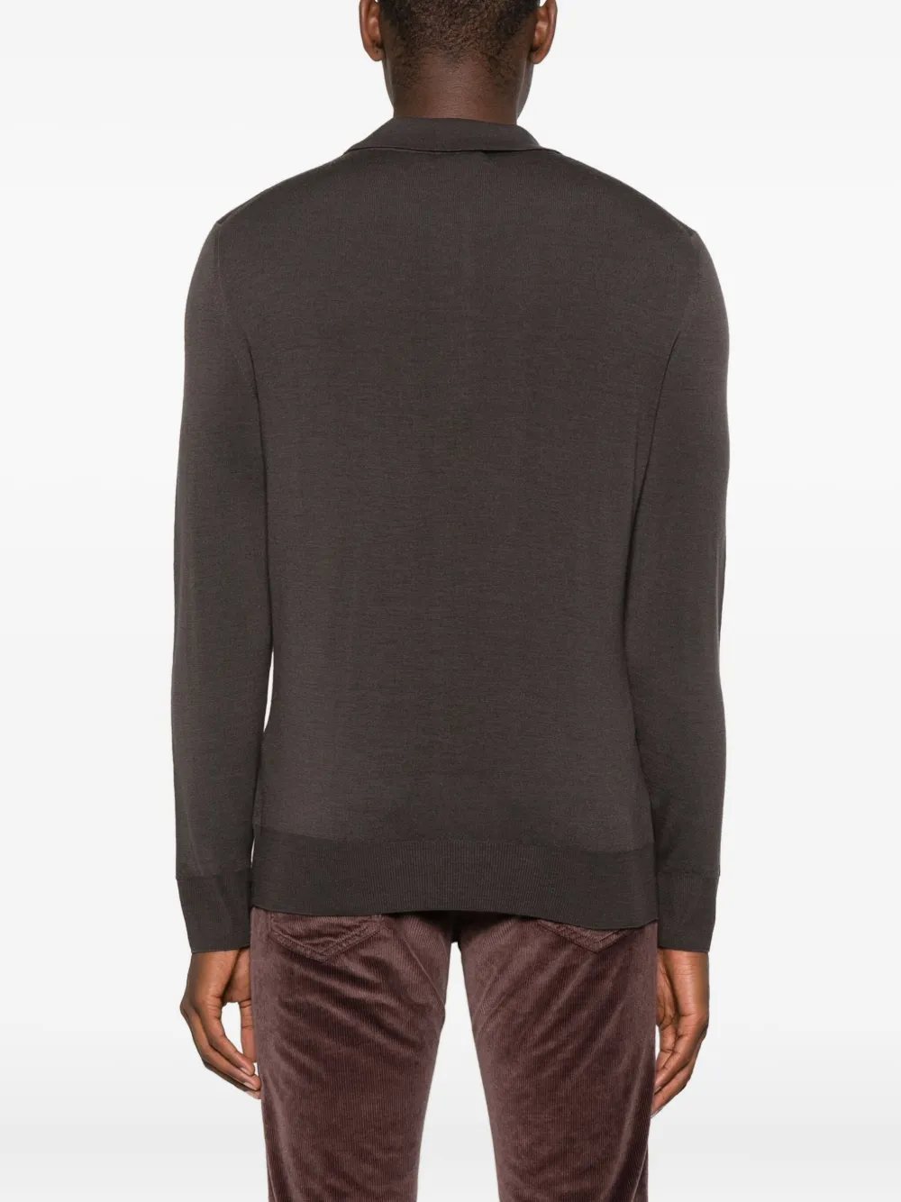 Canali Poloshirt met knopenbies Bruin