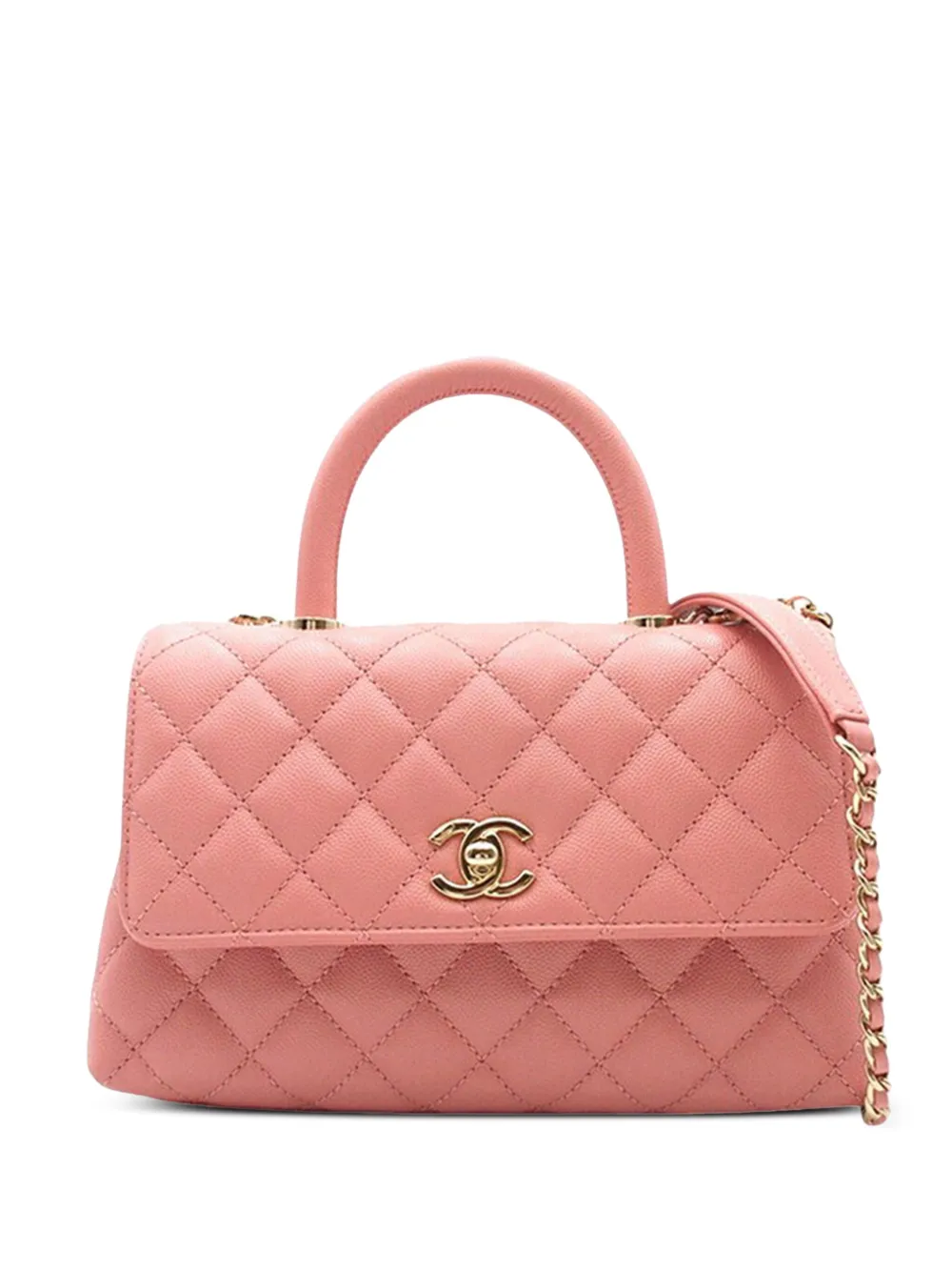 CHANEL Pre-Owned 2021-2025 ミニ キャビア ココ トップハンドル サッチェルバッグ - ピンク CHANEL Pre-Owned 2021-2025 ミニ キャビア ココ トップハンドル サッチェルバッグ - ピンク