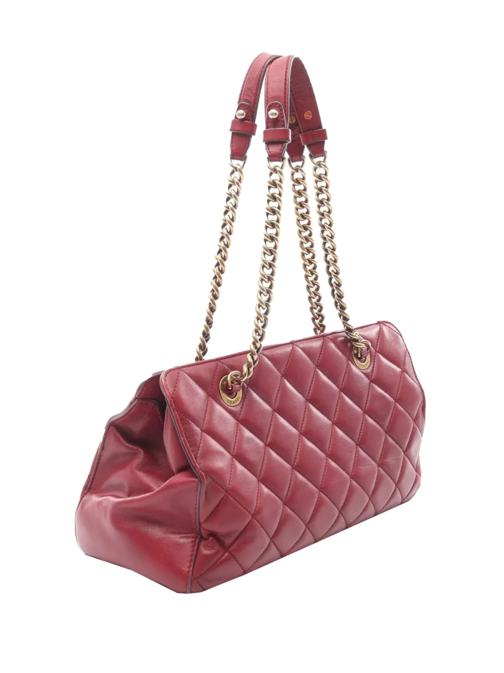 Pre-owned Chanel 2012-2013 Small Quilted Calfskin Perfect Edge Tote Bag In Red