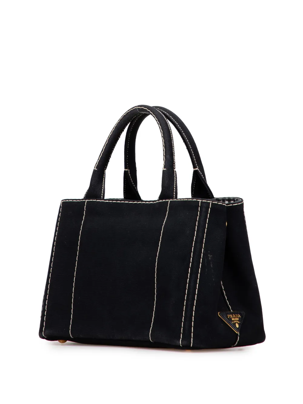 Pre-owned Prada 2013-2025 Small Canvas Canapa Logo Satchel In Black