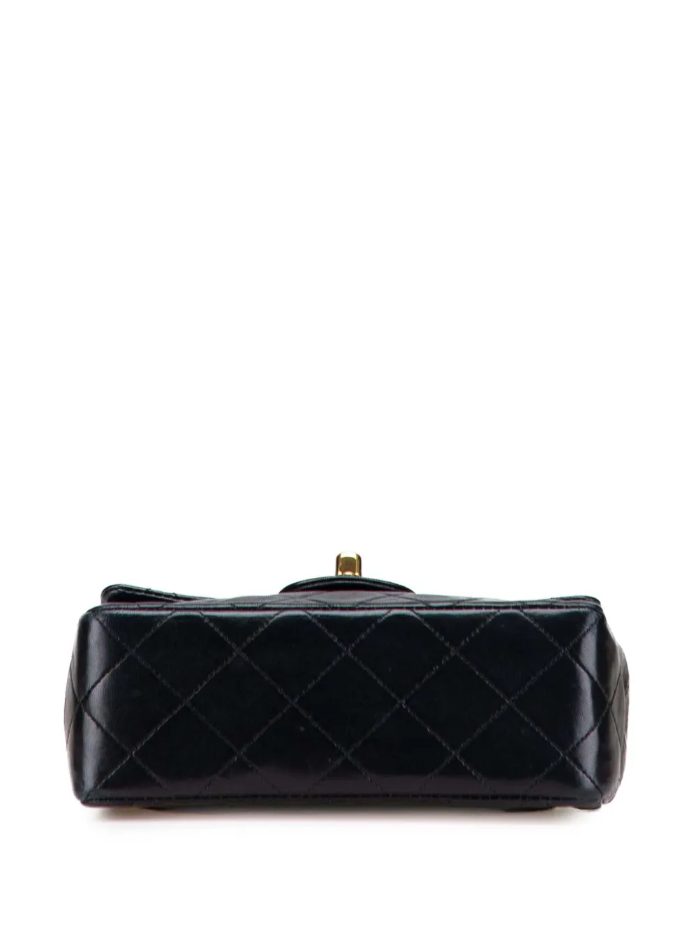 Pre-owned Chanel 2010-2011 Mini Square Classic Lambskin Single Flap Crossbody Bag In Black