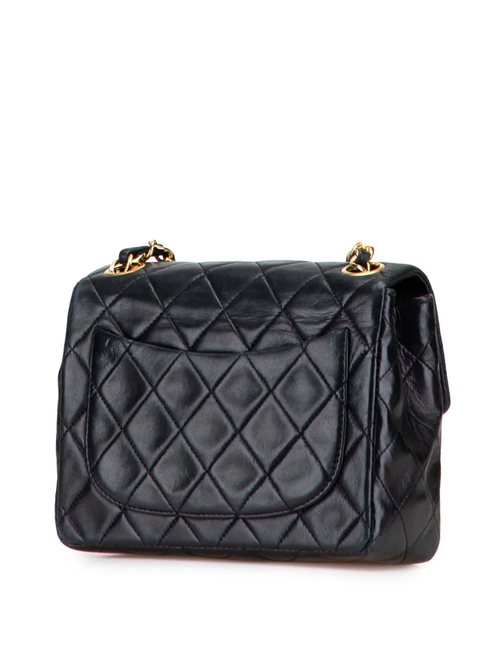 Pre-owned Chanel 2010-2011 Mini Square Classic Lambskin Single Flap Crossbody Bag In Black