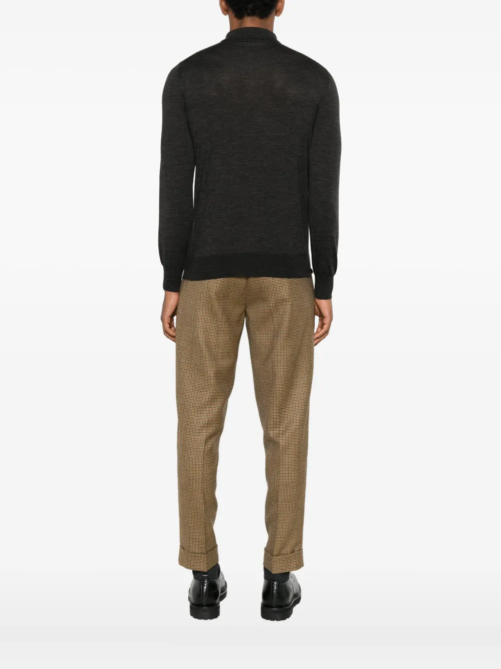 Kangra Cashmere Long Sleeve Polo Shirt In Gray