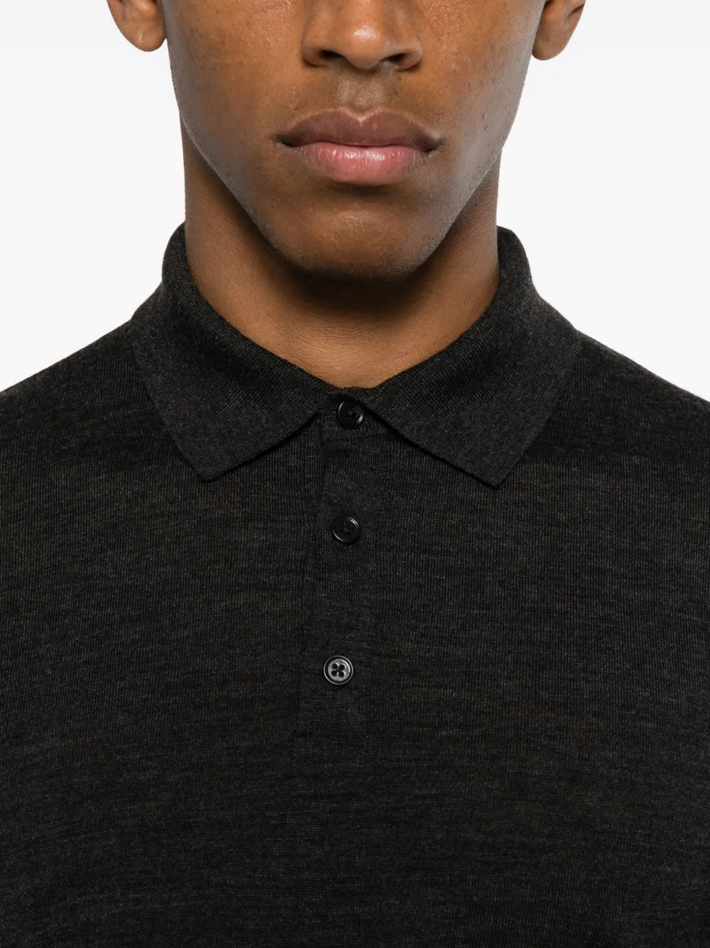 Kangra Cashmere Long Sleeve Polo Shirt In Gray