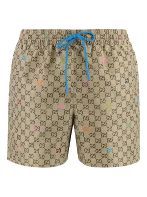 GUCCI グッチ　水着　短パン　フローラル　メンズ　M　裏地GG柄 GUCCI グッチ GGハーフパンツ メンズM ネイビー/マルチカラー