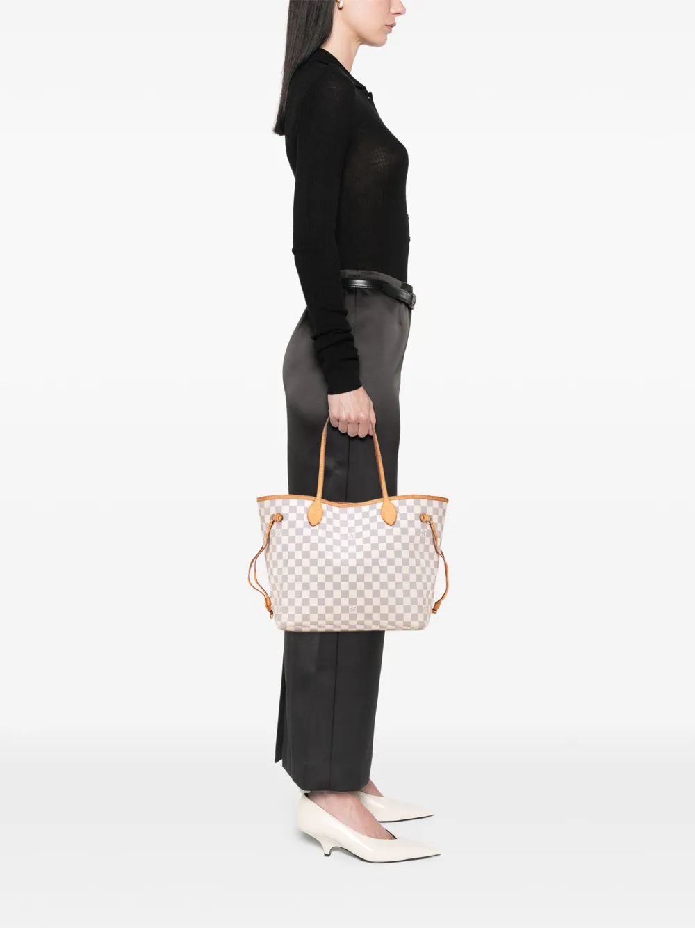 Pre-owned Louis Vuitton 2011 Damier Azur Neverfull Mm Tote Bag In White