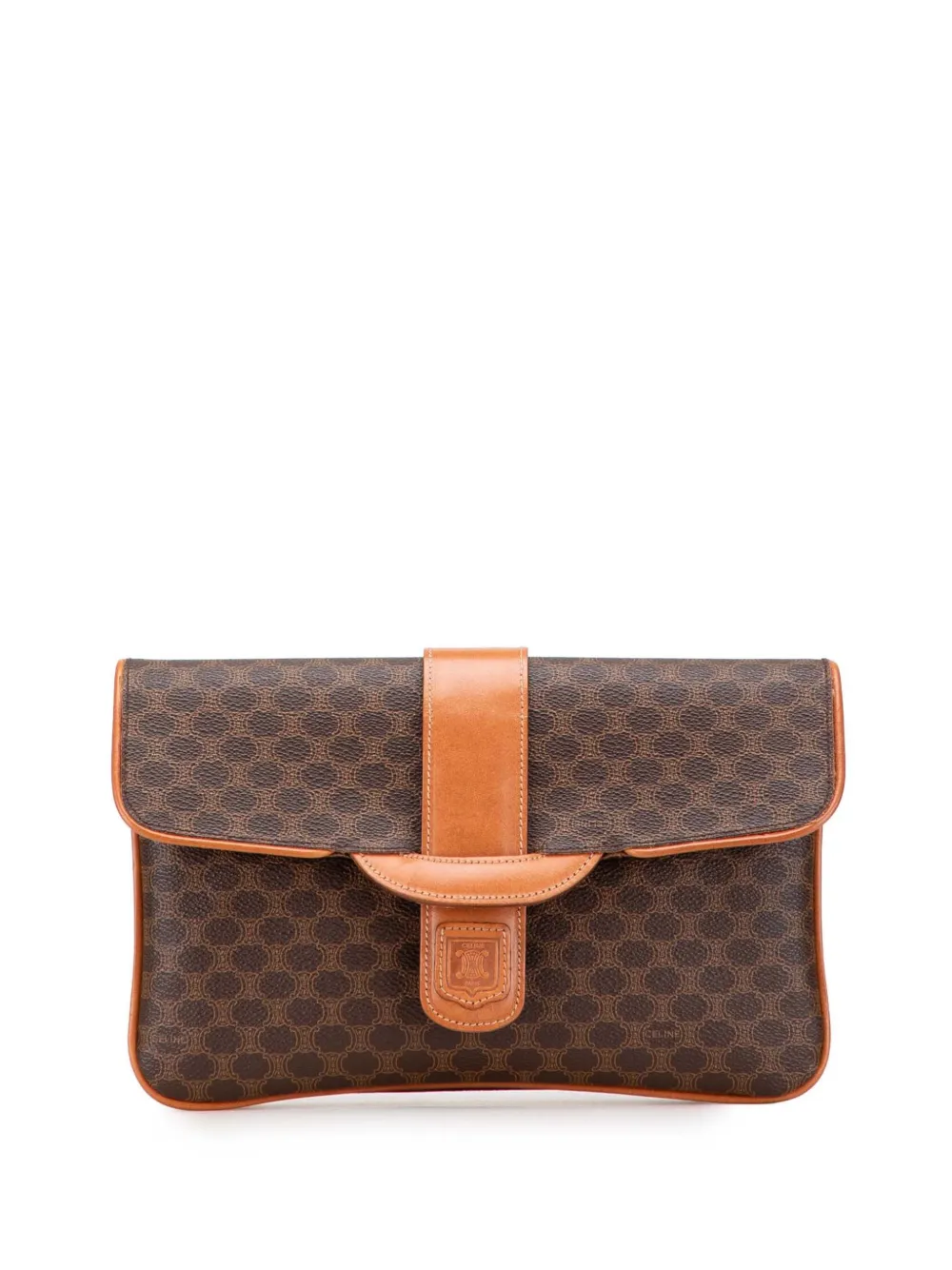 Pre-owned Celine 20th Century Macadam Coated Canvas Clutch Bag In Brown