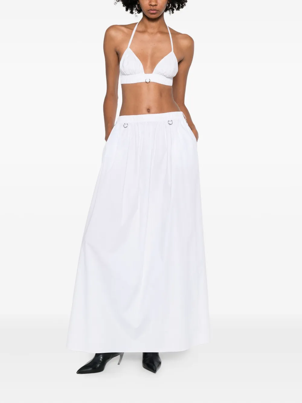 Medeea Ring-detail A-line Skirt In White