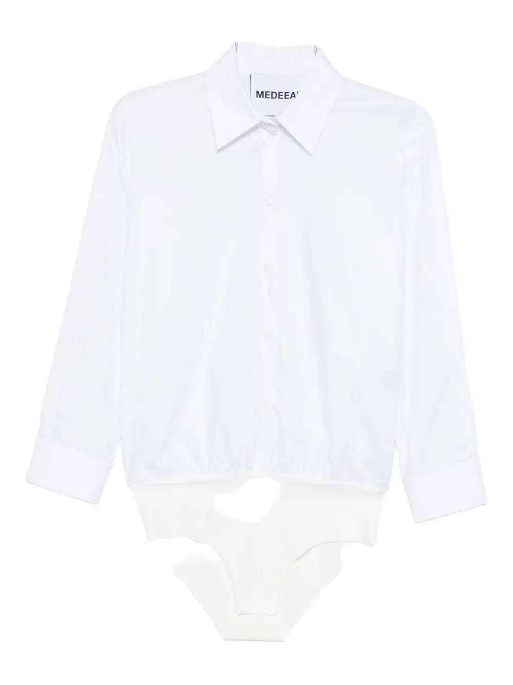 Medeea Cotton Shirt Bodysuit In White