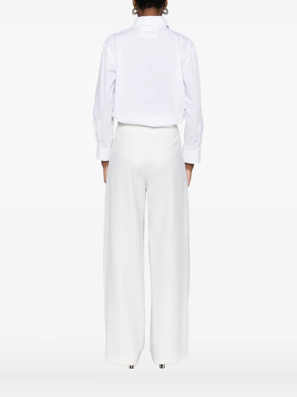 Medeea Cotton Shirt Bodysuit In White