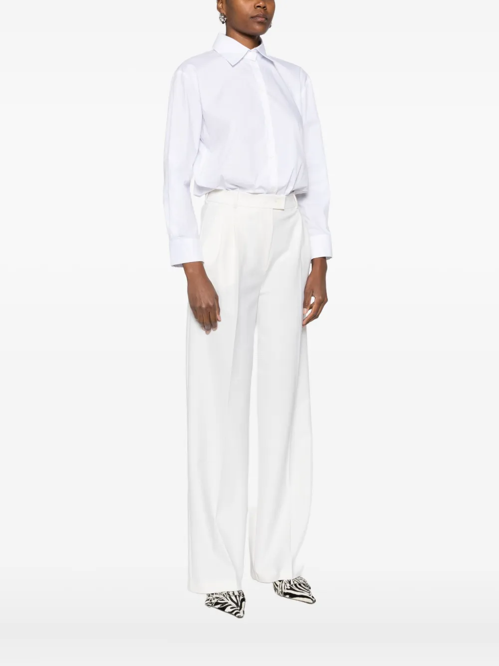 Medeea Cotton Shirt Bodysuit In White
