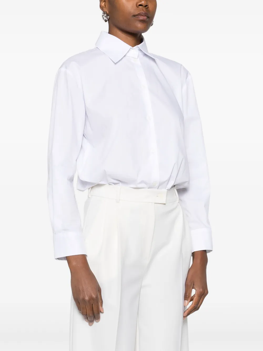  Medeea Cotton Shirt Bodysuit - White 