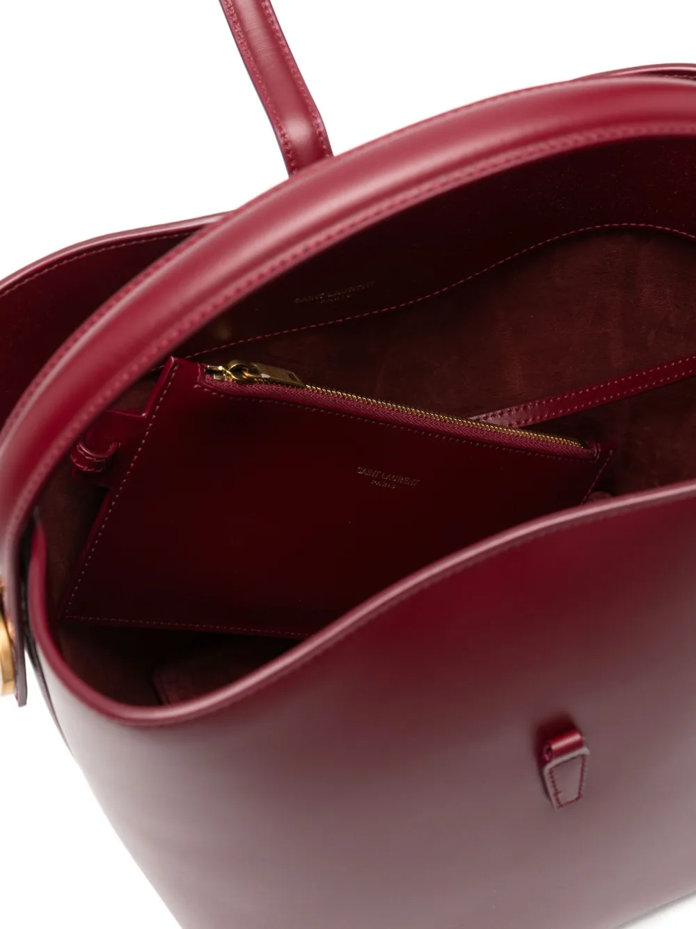 Saint Laurent Logo-plaque Shoulder Bag In Burgundy
