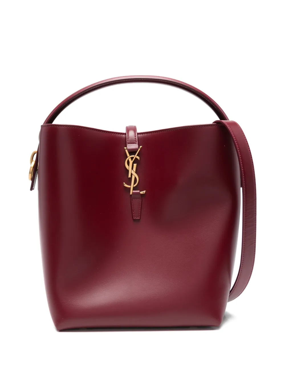 Saint Laurent Logo-plaque Shoulder Bag In Burgundy