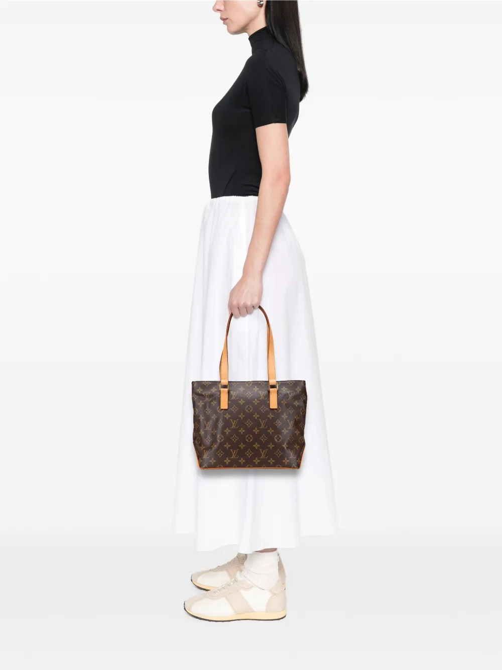 Pre-owned Louis Vuitton 2002 Monogram Cabas Piano Tote Bag In Brown